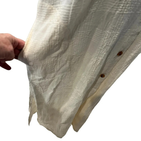 NOS NWT Dotti Cotton Textured Ivory Button Down Maxi Coverup Sleeveless Dress XL - Picture 2 of 9